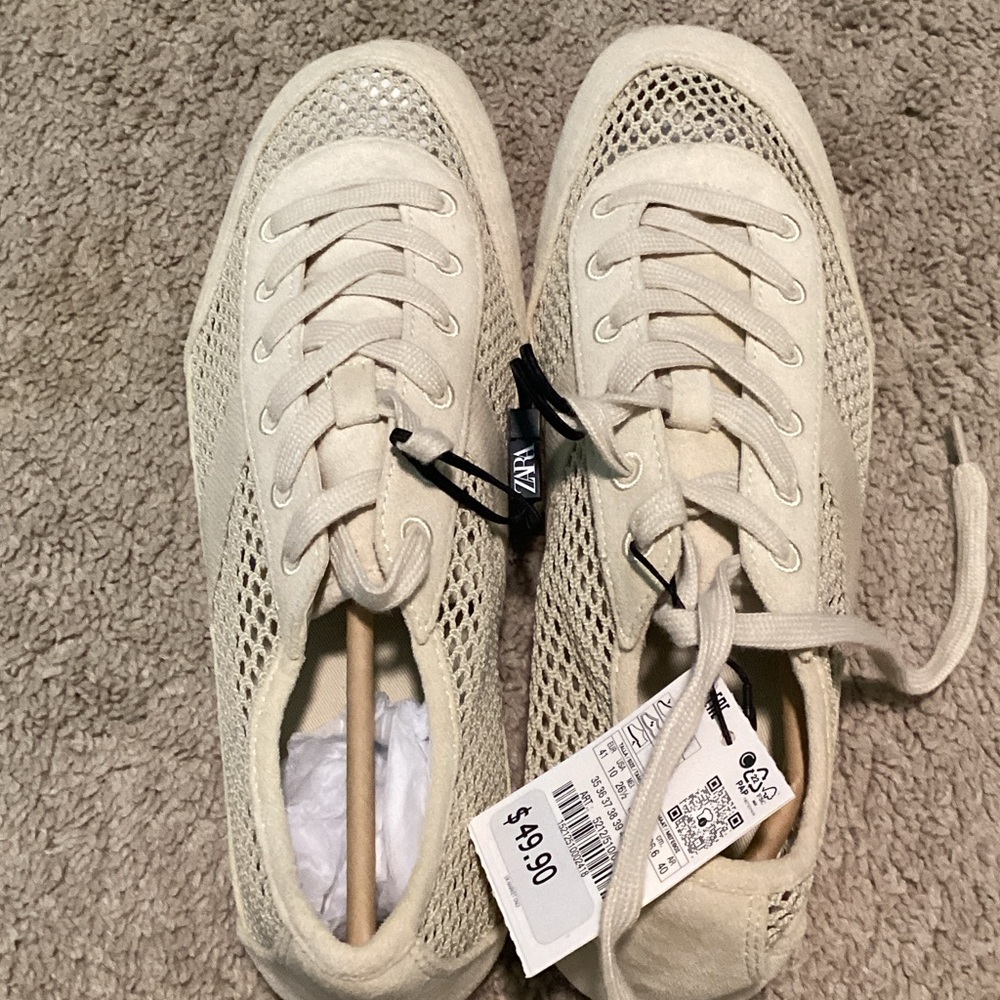 Zara Off-White Mesh Sneakers